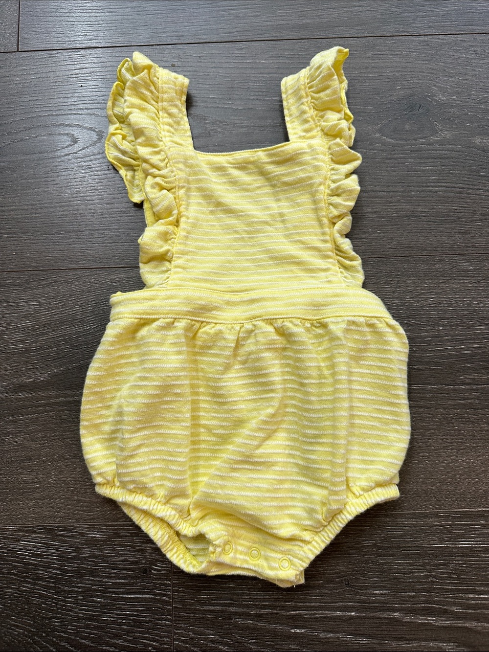 Yellow Striped Ruffle Baby One-Piece Romper